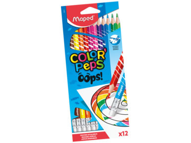 Spalvotas pieštukas ColorPeps Oops! 12vnt. su gumele