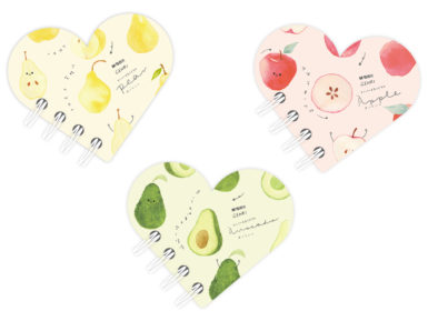 Spiral notebook M&G Vitality Fruits 10.4x8.9cm 110 sheets heart shaped assorted