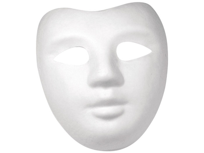Papier-mâché mask Rayher with elastic band white