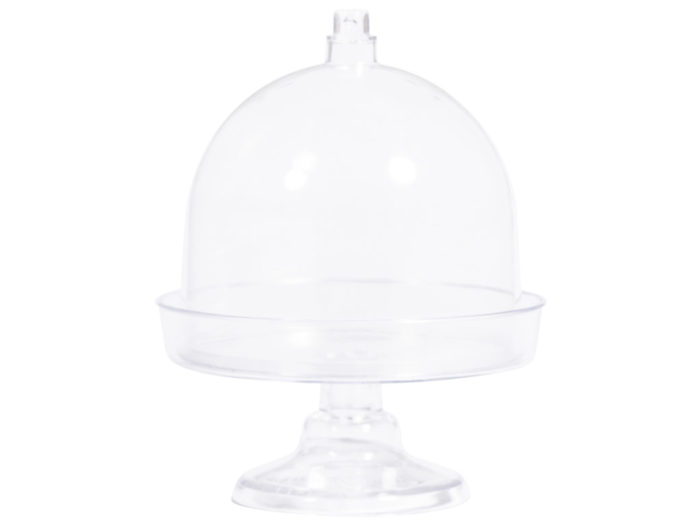Plastic mini cake stand with dome Rayher - 1/3
